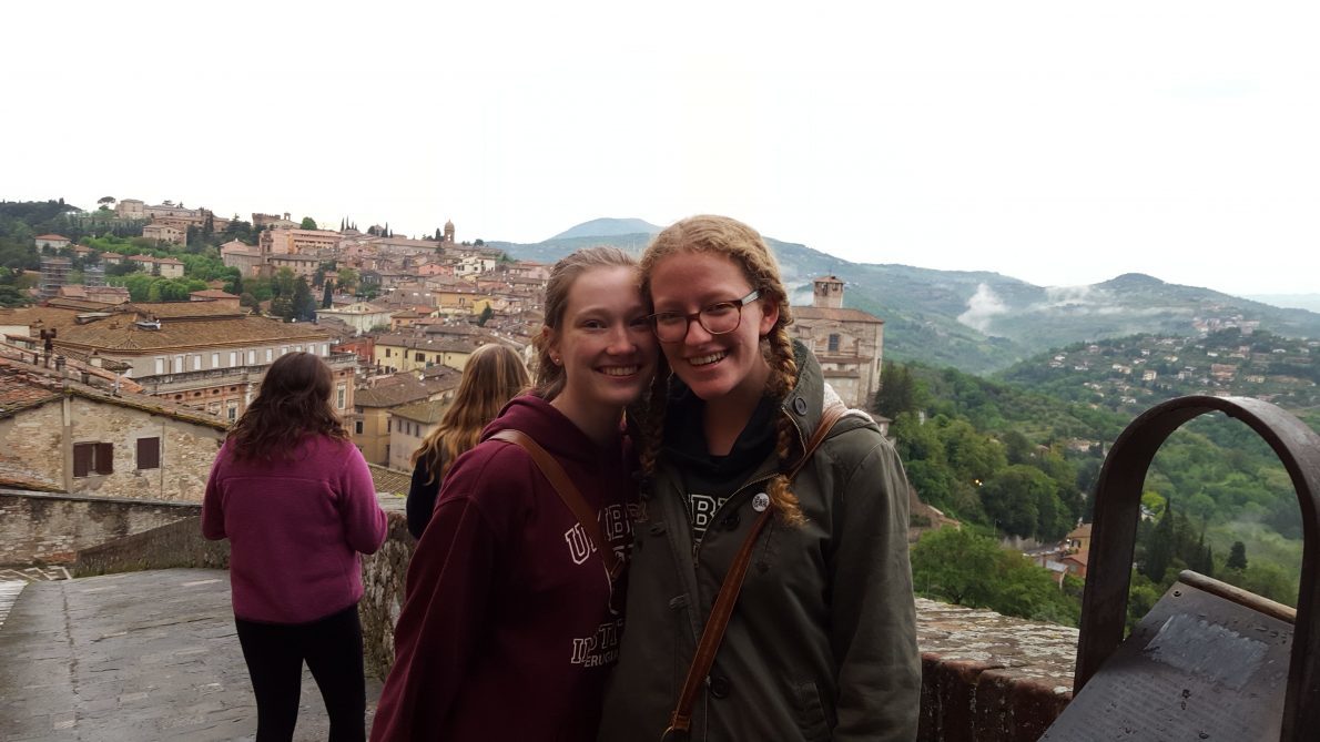Helen and her significant other on their last night in Perugia, the town where they were studying.